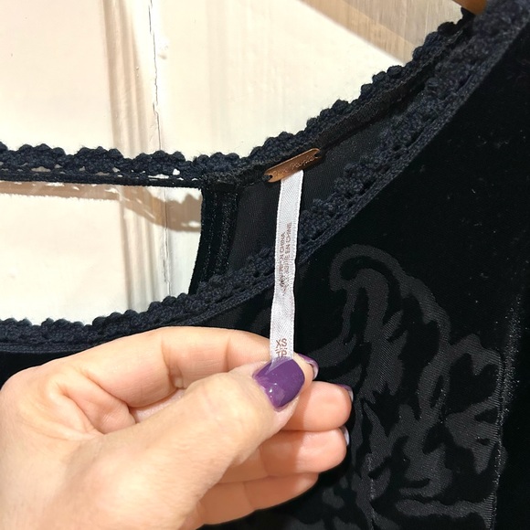 Free People Fortune Teller Black Velvet Lace Babydoll Tunic Witchy Fairy XS - Picture 10 of 13